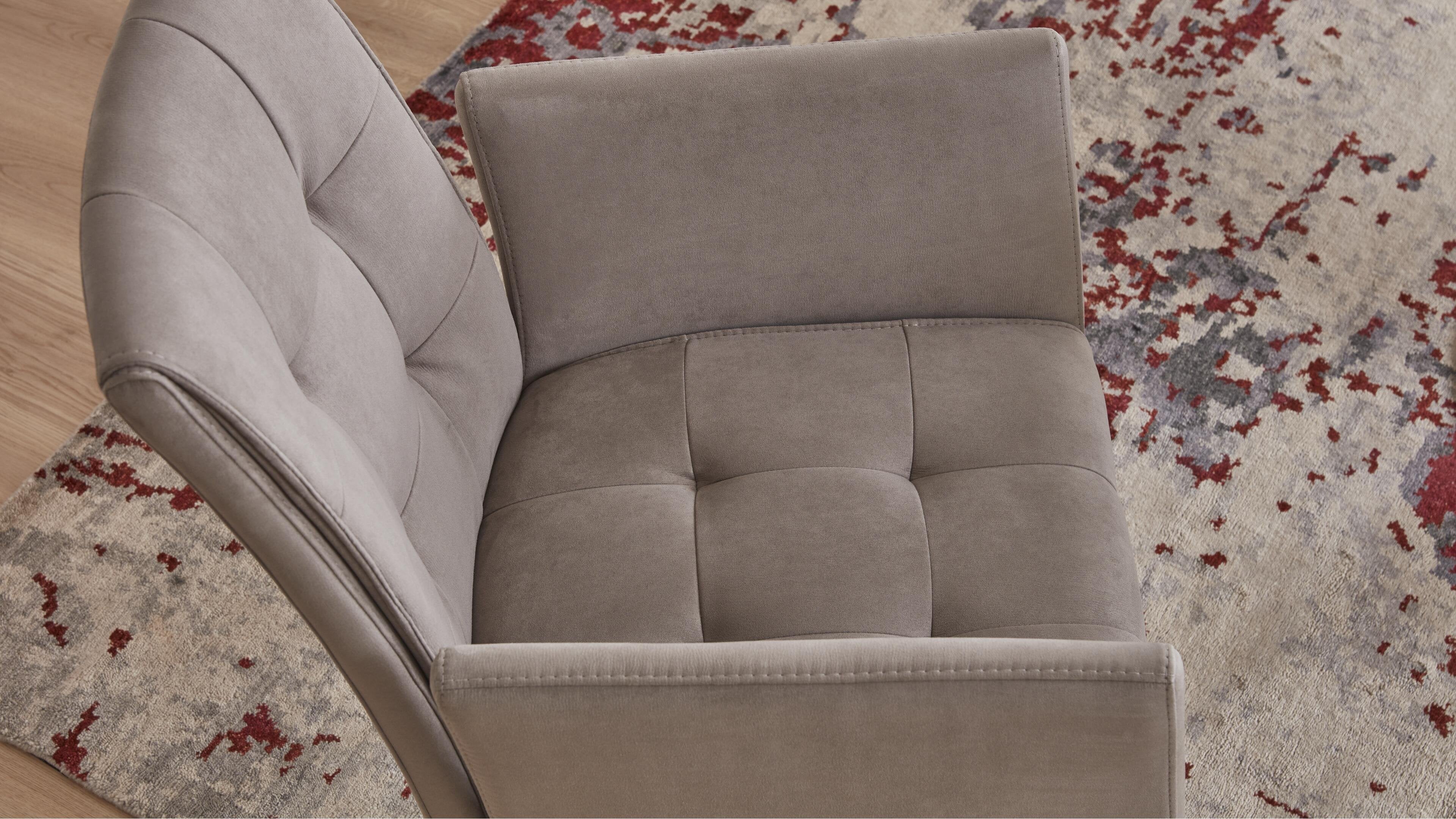 Interliving -5104 Vierfuß-Stuhl mit Armlehnen, gepolstert, Typ BX15-x-ZILCA_Mikrofaser, Dove Grau