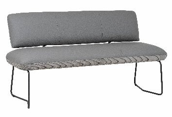 Interliving Serie 5116, Moderne Polsterbank in grauem Leder mit filigranem Metallgestell und stilvoller Rückenlehne