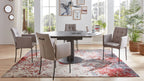 Interliving Serie 5104, Runder Esstisch mit dunkelgrauer Tischplatte im Industrial-Stil, schwarzem Metallgestell und Auszug