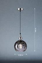 Fischer & Honsel Pendelleuchte L20 B20 D20_Glas rauchfarbig: eine Pendelleuchte aus rauchfarbenem Glas mit einer Halterung aus mattem Nickel.